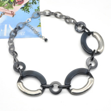 2021 classic african chunky black acrylic chain short length geometric necklace